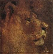 Louis Abrahams Lion-s head Sweden oil painting artist